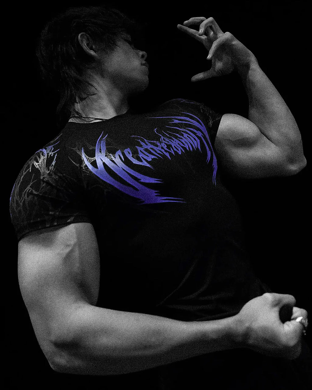 GYM T-shirt Men's Dark Gothic Print Muscle Tee  High Elasticity And Quick Drying Exercise For Bodybuilding Training 2026 Summer