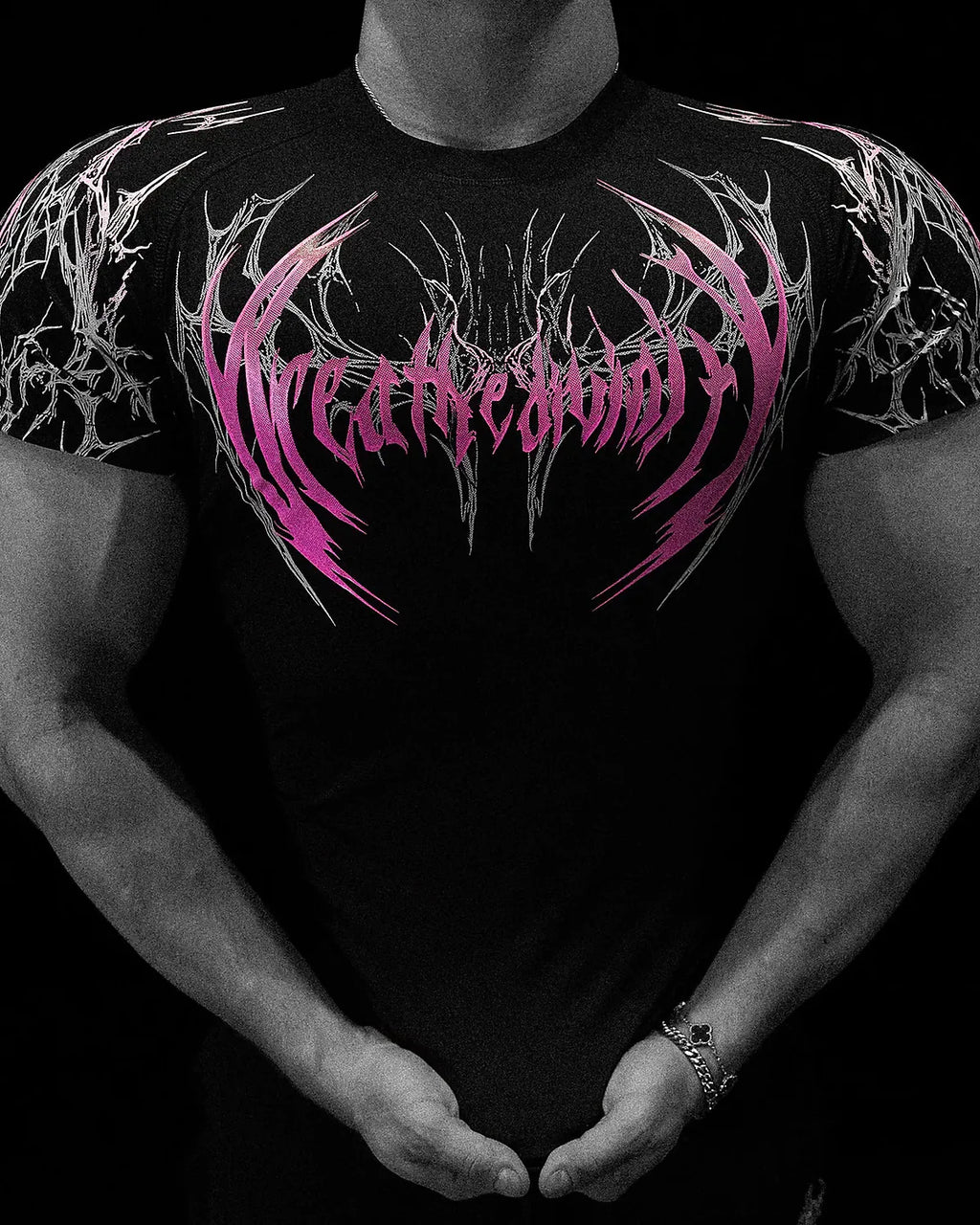 GYM T-shirt Men's Dark Gothic Print Muscle Tee  High Elasticity And Quick Drying Exercise For Bodybuilding Training 2026 Summer