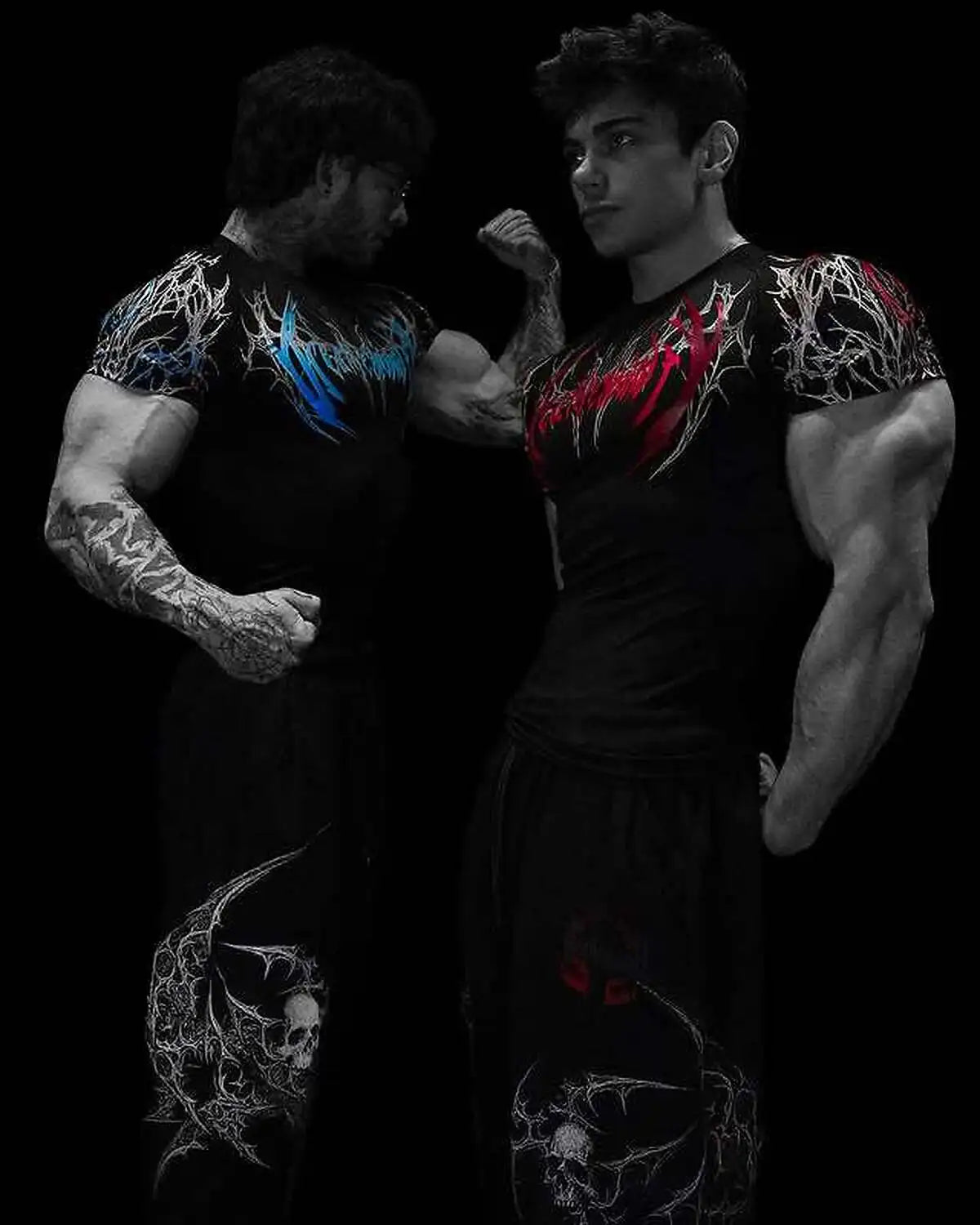 GYM T-shirt Men's Dark Gothic Print Muscle Tee  High Elasticity And Quick Drying Exercise For Bodybuilding Training 2026 Summer