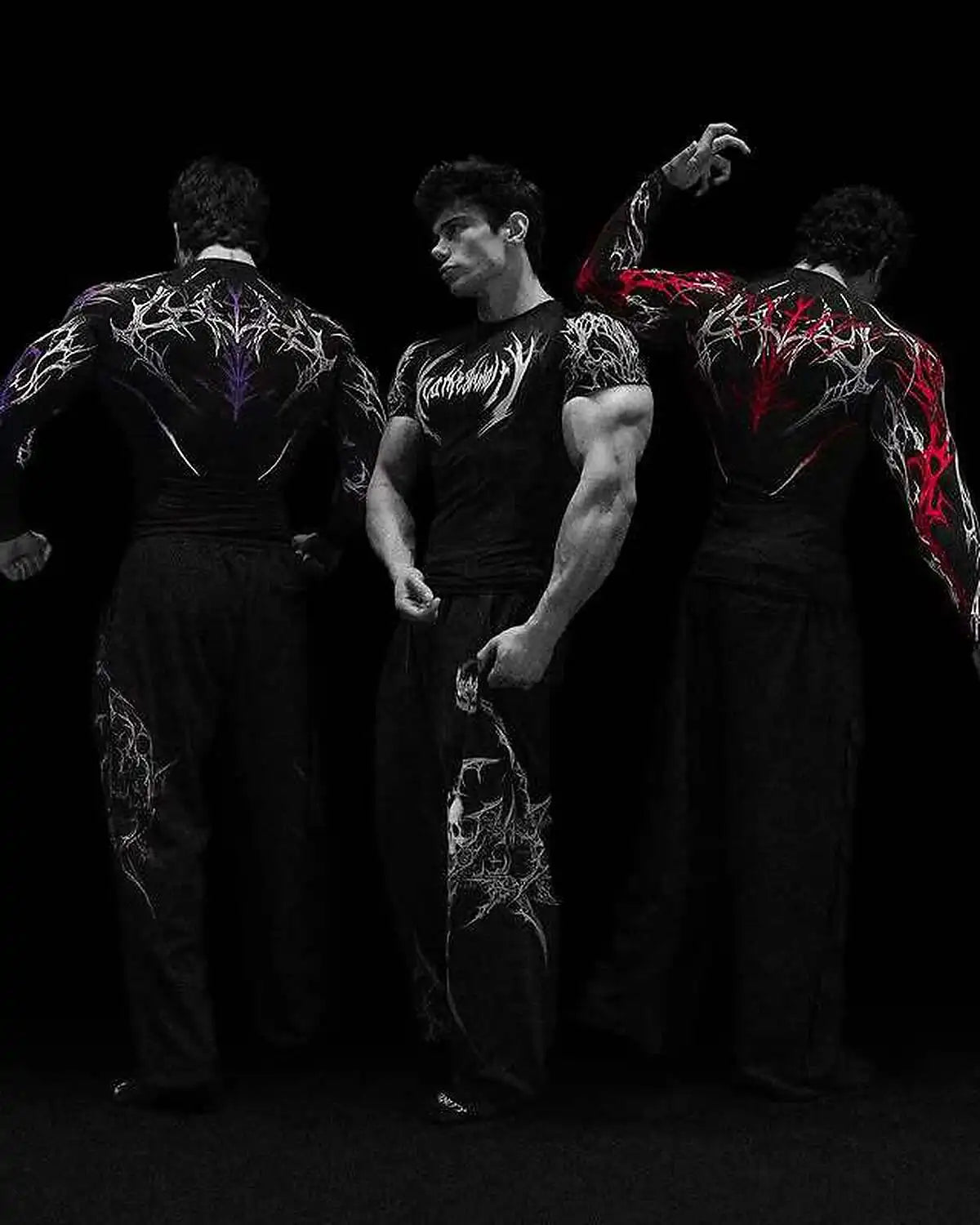 GYM T-shirt Men's Dark Gothic Print Muscle Tee  High Elasticity And Quick Drying Exercise For Bodybuilding Training 2026 Summer