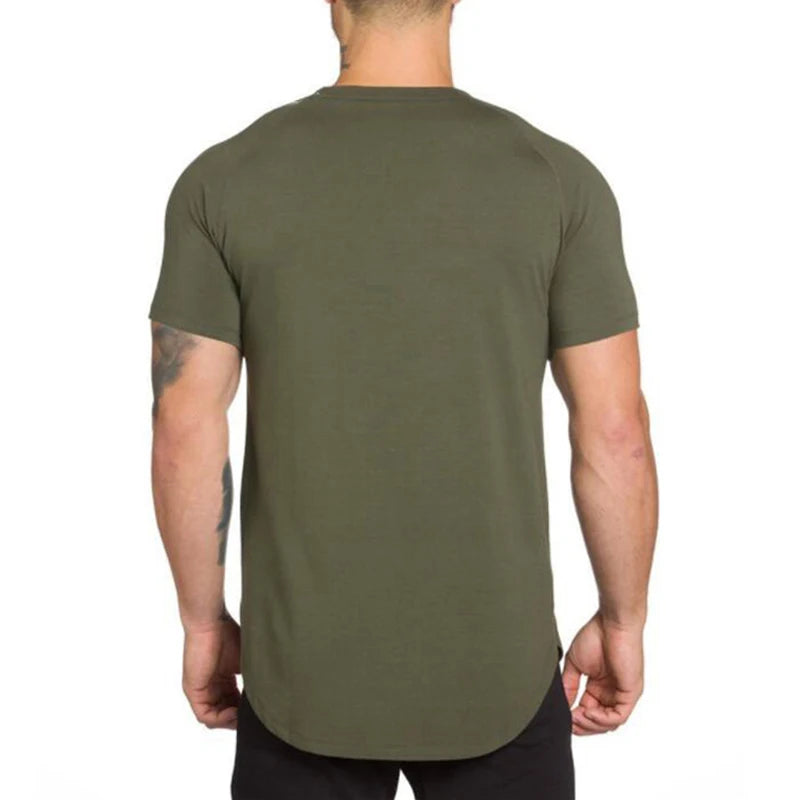 Gym Bodybuilding Workout Clothing Sportswear Mens Casual Short-sleeved Cotton Shirts Summer Fitness Breathable Slim Fit T-Shirts