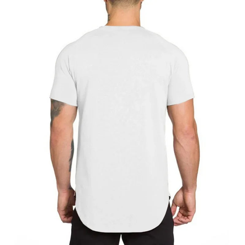 Gym Bodybuilding Workout Clothing Sportswear Mens Casual Short-sleeved Cotton Shirts Summer Fitness Breathable Slim Fit T-Shirts