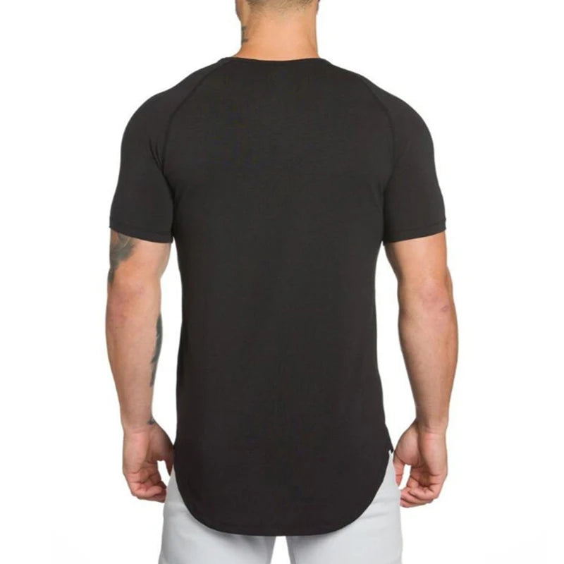 Gym Bodybuilding Workout Clothing Sportswear Mens Casual Short-sleeved Cotton Shirts Summer Fitness Breathable Slim Fit T-Shirts
