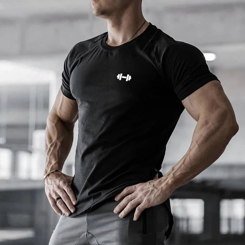 Gym Bodybuilding Workout Clothing Sportswear Mens Casual Short-sleeved Cotton Shirts Summer Fitness Breathable Slim Fit T-Shirts